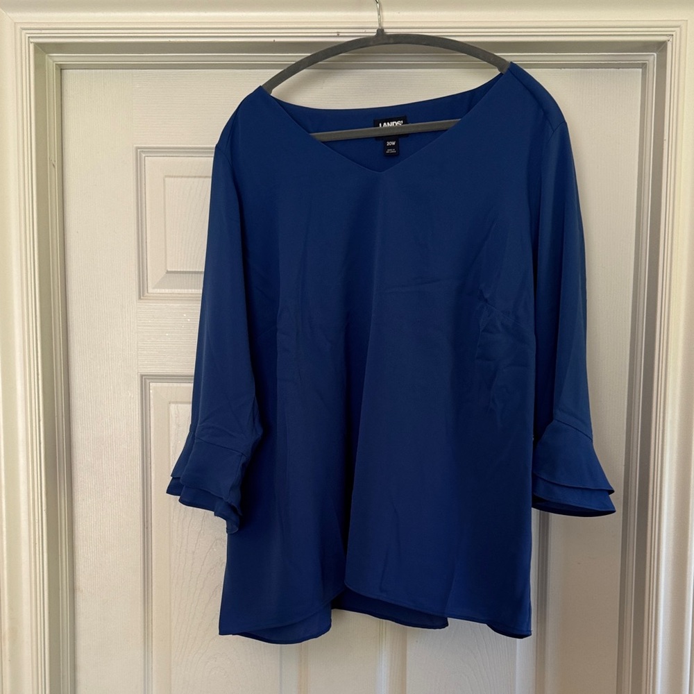 Lands End Women's Elegant Blue Blouse